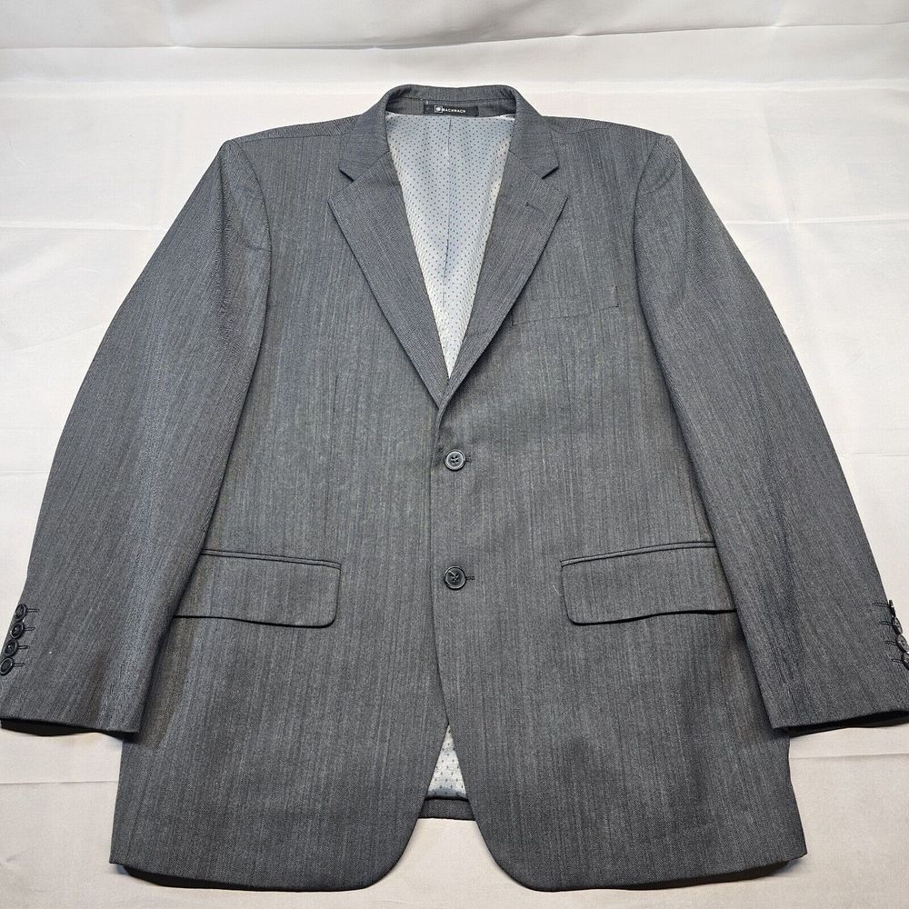 Bachrach Mens Blazer 42s Gray Two Button
